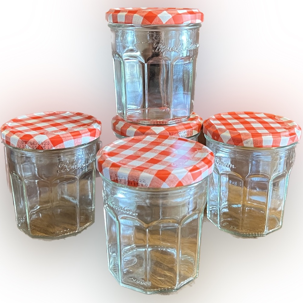 Lot of 5 Bonne Maman 13 oz jam / jelly jars. For crafts or food storage